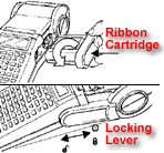 Ribbon cartridge and locking lever